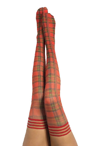 Kixies Grace Red Plaid Thigh High size B