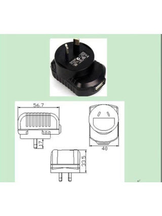 Mains Plug 5v USB AC Adapter I Type