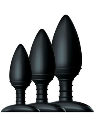 BUTT PLUG TRIO 3 Solid Silicone Butt Plugs S M L Black