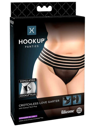 Hookup Crotchless Love Garter - Fits Size XL-XXL