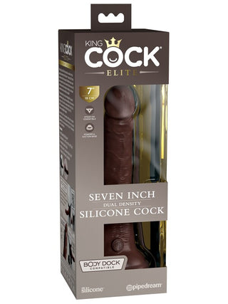 King Cock Elite 7 in. Silicone Dual Density Cock Brown