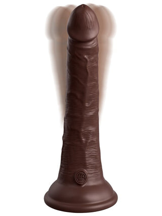King Cock Elite 7 in. Vibrating Silicone Dual Density Cock with Remote Brown