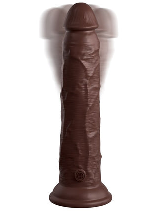 King Cock Elite 9 in. Vibrating Silicone Dual Density Cock with Remote Brown