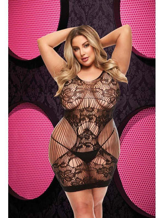 Lace Cut Out Mini Dress - Black - Q ENV