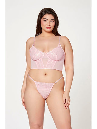 2 Pc Bustier And Thong Panty Set 11552 PINK S
