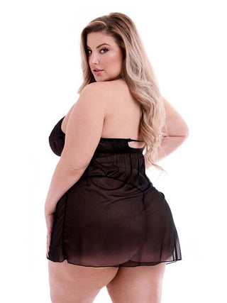 Eco Lace And Mesh Chemise Black S/M
