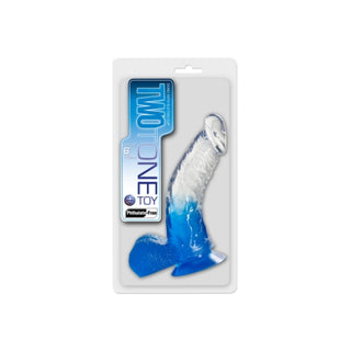 Two Tone 6" PVC Dong in Clear/Blue