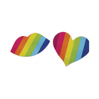 Nipplicious - Rainbow Nipple Pasties - 2Pk. Hearts & Lips Shape