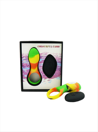 Colourful Camo Bravo Remote Control Cock Ring Yellow
