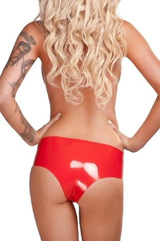 Saxenfelt Latex Crotchless Ladies Hipster Brief - Red X-Large