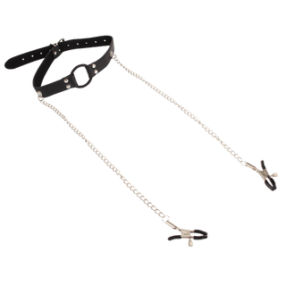Breathable O-ring Gag with Nipple Clamps