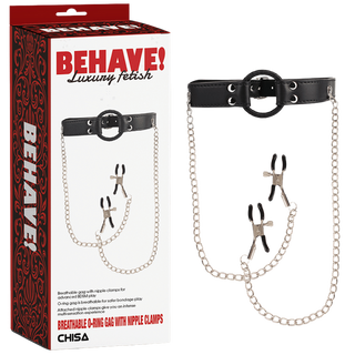 Breathable O-ring Gag with Nipple Clamps